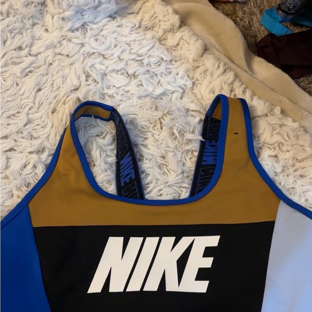 Nike Blue, Black, and Gold Sports Bra